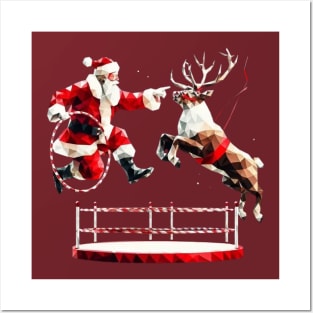 Christmas Santa and  Reindeer Posters and Art